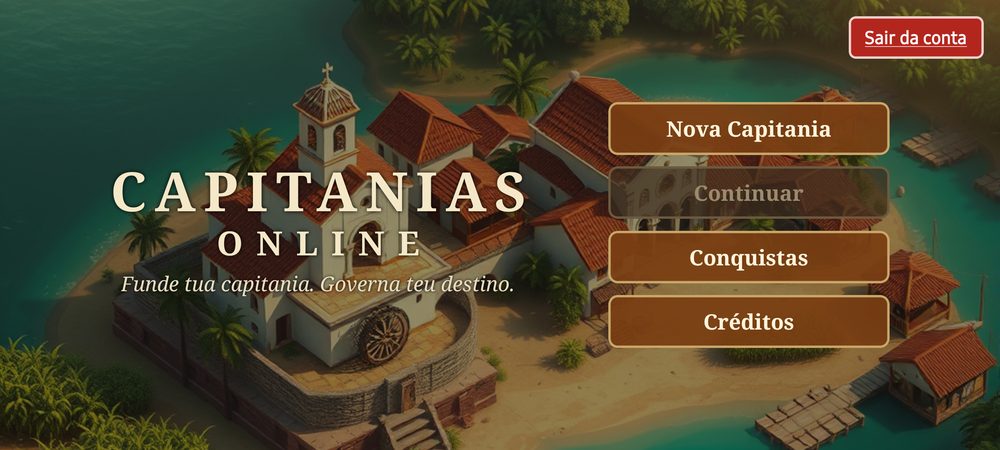Menu inicial do Capitanias Online